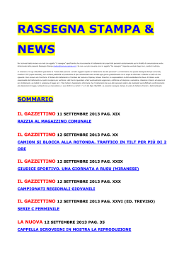 Rassegna Stampa & News 12 Settembre 2013