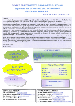 CENTRO DI RIFERIMENTO ONCOLOGICO DI AVIANO Segreteria