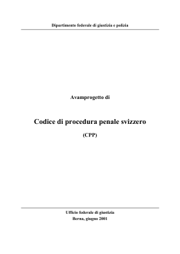 Avamprogetto di Codice di procedura penale svizzero (CPP)