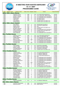 TABELLA PUNTEGGI TROFEO