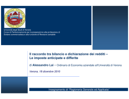 Il raccordo tra bilancio e dichiarazione dei redditi &plusmn; Le imposte