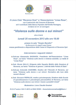 Il Lions Club &ldquo;Ravenna Host&rdquo; e l`Associazione &ldquo;Linea Rosa &rdquo;,
