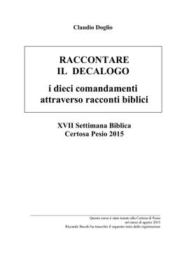 Settimana Biblica 2015-Raccontare il decalogo