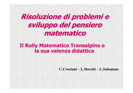 Risoluzione di problemi e sviluppo di pensiero matematico: il Rally