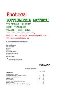Lista Vini - Bottiglieria Lucchesi