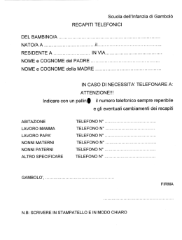 modulo recapiti telefonici