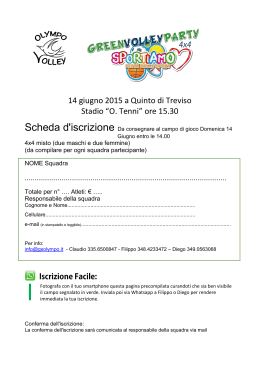 14 giugno 2015 a Quinto di Treviso Stadio “O. Tenni” ore 15.30