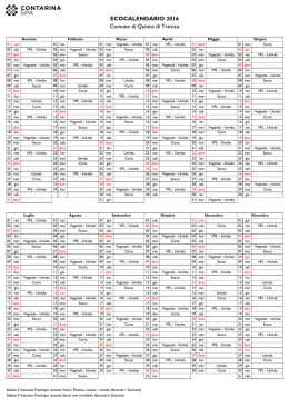 ECOCALENDARIO 2016 Comune di Quinto di Treviso