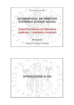 GEOGRAPHICAL INFORMATION SYSTEMS E SCIENZE SOCIALI