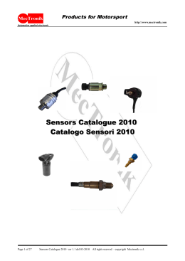 Sensors Catalogue 2010 Catalogo Sensori 2010