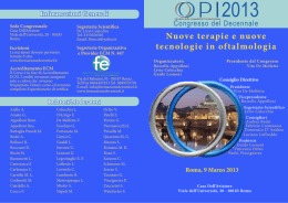 Nuove terapie e nuove tecnologie in oftalmologia