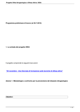 Progetto Difea Idrogeologica e Difesa Attiva: DIDA