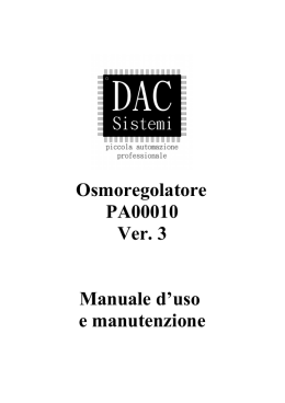 Osmoregolatore PA00010 Ver. 3 Manuale d`uso e manutenzione