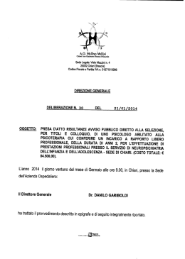delib. 30 21/01/2014 presa d`atto risultanze avviso pubblico diretto
