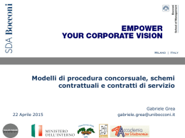 Modelli di procedura concorsuale, schemi contrattuali e contratti di