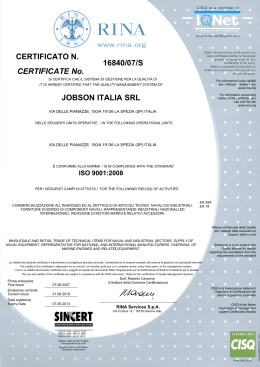 Certificato ISO 9001 - RINA