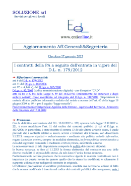 SOLUZIONE srl www.entionline.it Aggiornamento Aff