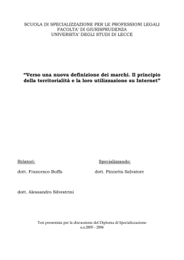 &ldquo;Verso una nuova definizione dei marchi. Il principio