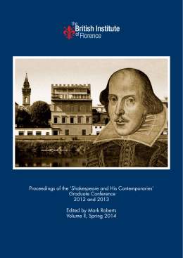 Proceedings of the `Shakespeare and His Contemporaries