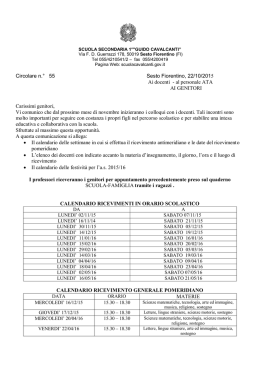 ORARIO &ndash;RICEVIMENTI A