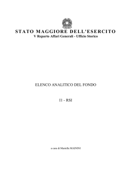 Elenco Analitico del Fondo I1 – RSI - Esercito Italiano