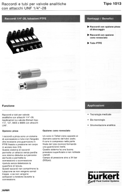 Raccordi e tubi per valvole analitiche con attacchi UNF