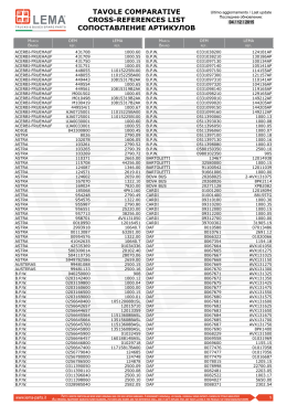 COMPARAZIONE-CROSS-REFERENCES LIST