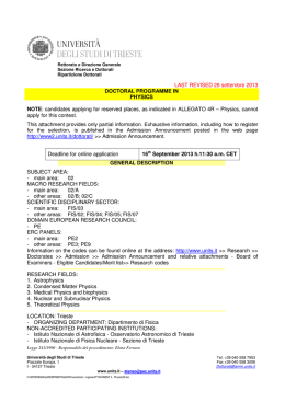 ATTACHMENT 4 - Physics29 - Università degli Studi di Trieste