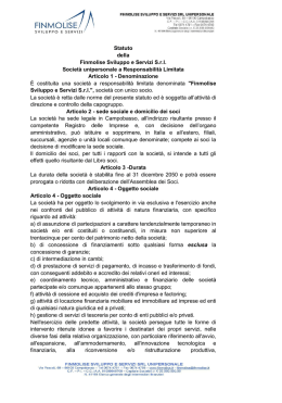 Statuto della Finmolise Sviluppo e Servizi S.r.l. Societ&agrave; unipersonale