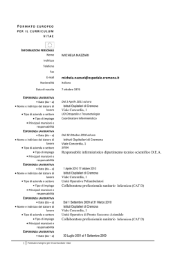 Nome MICHELA NAZZARI E-mail michela.nazzari@ospedale