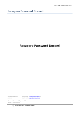 Recupero Password Docenti - Università degli Studi di Bari