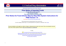 Prior Notice for Food Articles Step-by