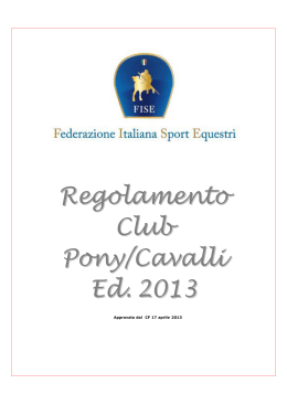 Regolamento Club Pony/Cavalli Ed.. 2013