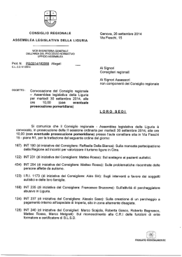 Consiglio Regionale martedì 30 settembre