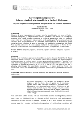 La &ldquo;religione popolare&rdquo;: interpretazioni storiografiche e