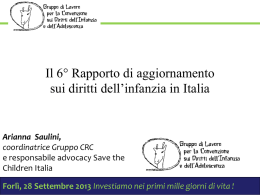 Il 6° Rapporto di aggiornamento sui diritti dell`infanzia in Italia