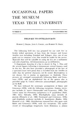 OCCASIONAL PAPERS THE MUSEUM TEXAS TECH UNIVERSITY