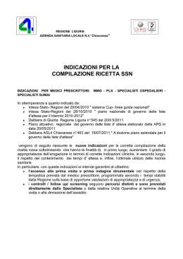 nuove indicazioni per compilazione ricetta ssn
