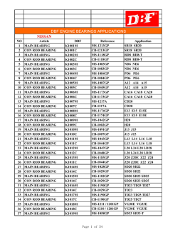 NISSAN DBF ENGINE BEARINGS APPLICATIONS