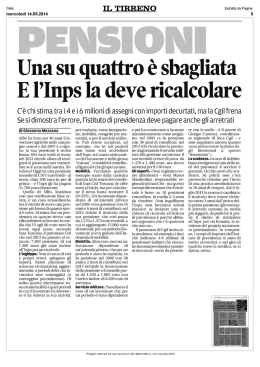 Una su quattro è sbagliata E l`Inps la deve ricalcolare