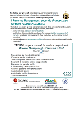 il Reven ue Management, secondo Franco Laico dei