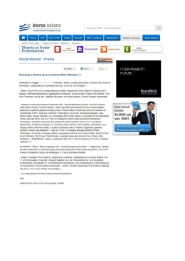 economia e finanza gli avvenimenti della settimana