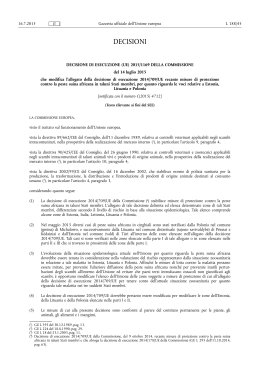 DECISIONE DI ESECUZIONE (UE) 2015/ 1169 DELLA
