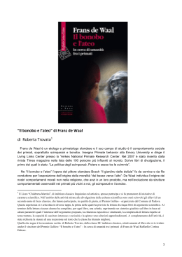 2014 - "FRANS DE WAAL - IL BONOBO E L`ATEO" di Roberta Trovato