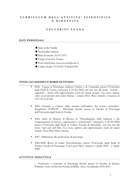 curriculum vitae - CampusNet - Universit&agrave; degli Studi di Torino