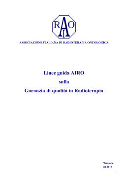 Linee guida AIRO sulla Garanzia di qualità in Radioterapia