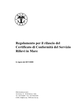 Regolamento per il rilascio del Certificato di Conformità del Servizio