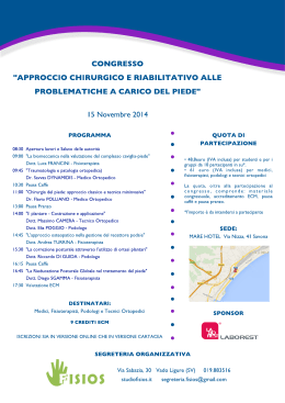 CONGRESSO "APPROCCIO CHIRURGICO E RIABILITATIVO ALLE