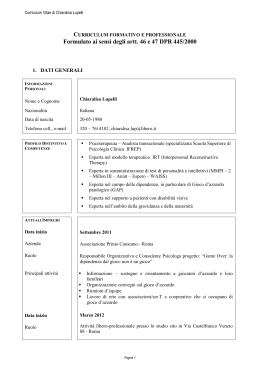 Vedi Curriculum Vitae - Dott.ssa Chiaralisa Lupelli