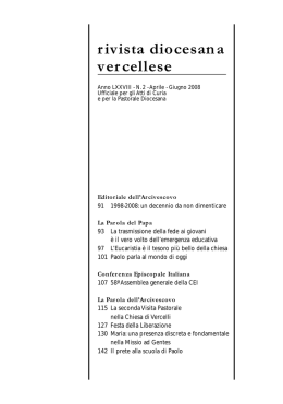 Intervento dell`Arcivescovo sulla Rivista